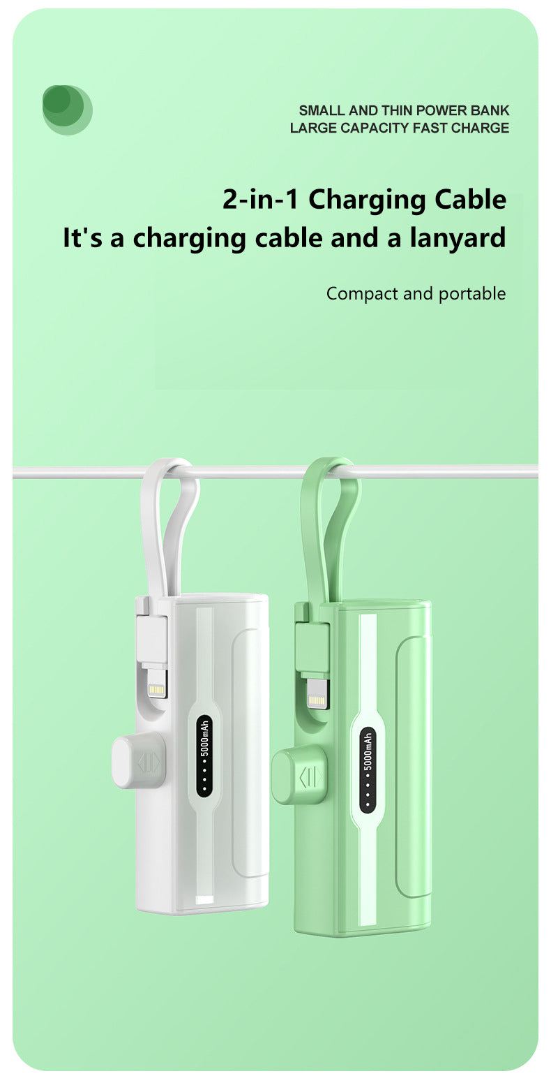 Emergency Pocket-Sized Power Bank with Cable
