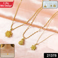 Elegant Gold Finish Floral  Traditional Pendant Necklace (1 Pc Mix Design)