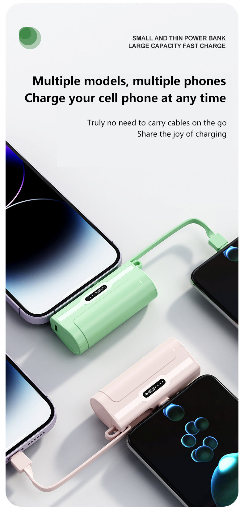 Emergency Pocket-Sized Power Bank with Cable