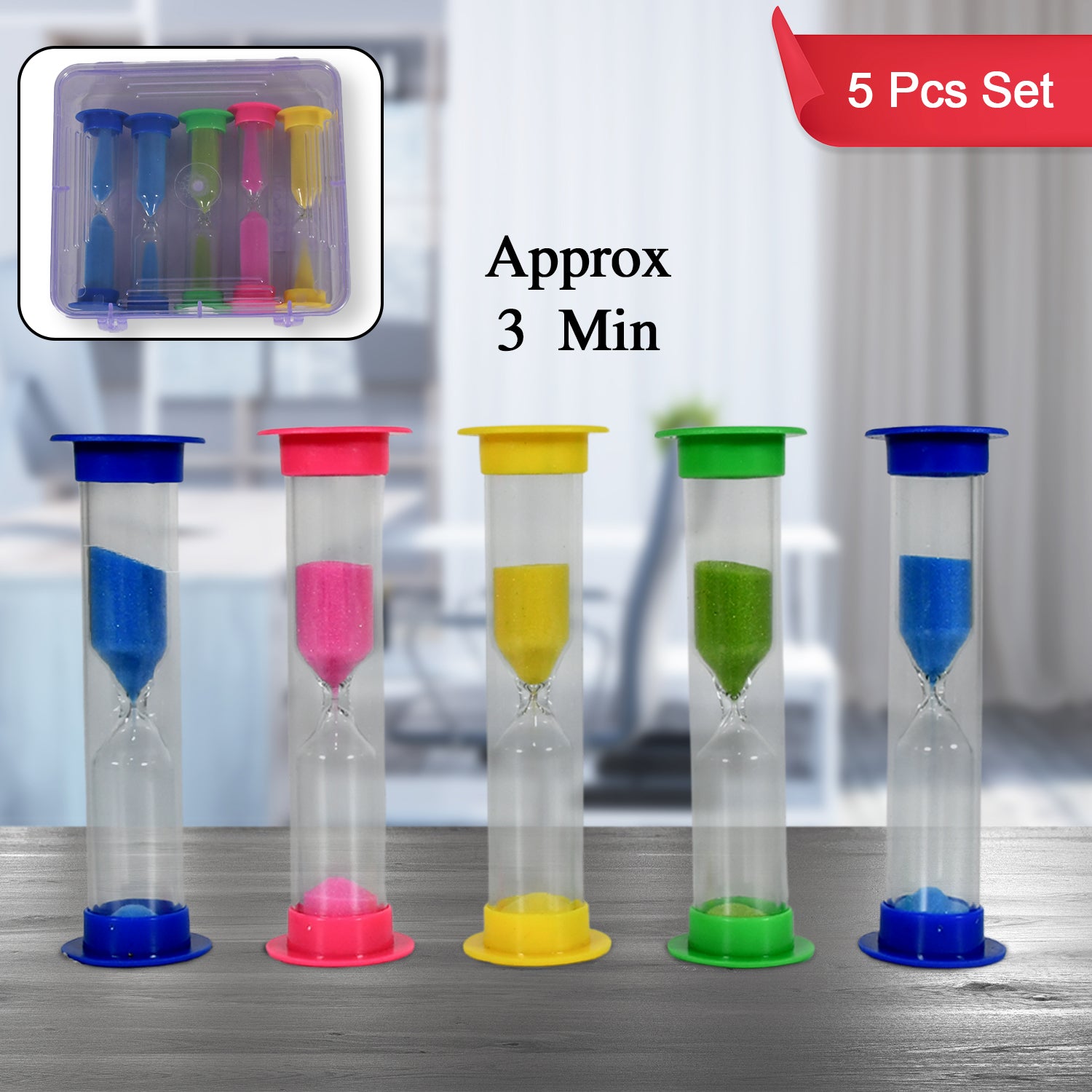 8756 Sand Timer Plastic Hourglass Sand Glass Toy Sand Clock For Kitchen Office School And Brushing Teeth For Bathroom Timer Clock Children Hourglass Sand Glass Toothbrush Household Sand Clock (3 Min Approx  5 Pc)