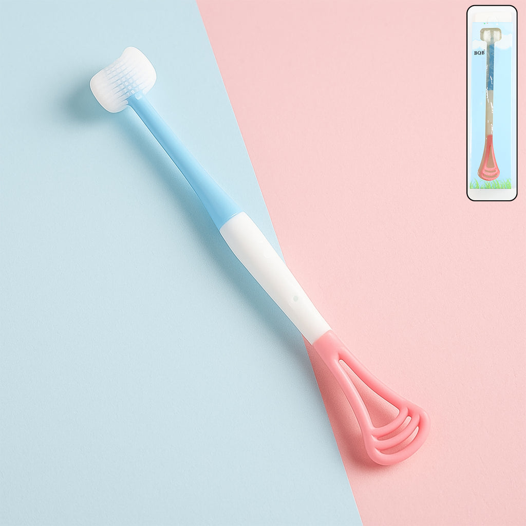 2-in-1 Baby Tongue Cleaner And Oral Massager Stick With Soft Silicone Brush Head