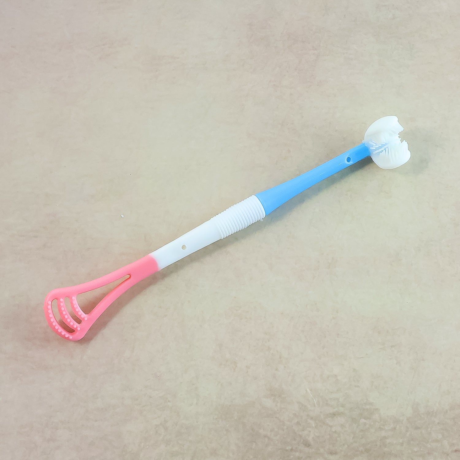 2-in-1 Baby Tongue Cleaner And Oral Massager Stick With Soft Silicone Brush Head