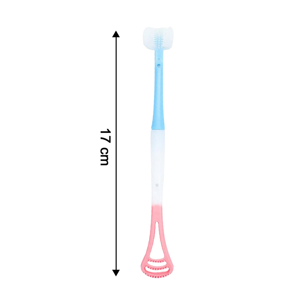 2-in-1 Baby Tongue Cleaner And Oral Massager Stick With Soft Silicone Brush Head