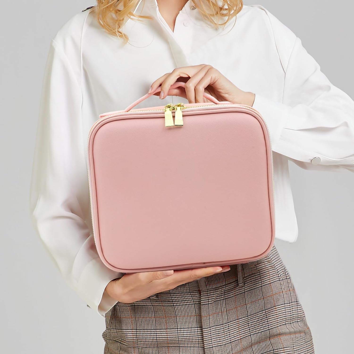 Pink Premium Led Light Makeup Organizer Box (1 Pc)