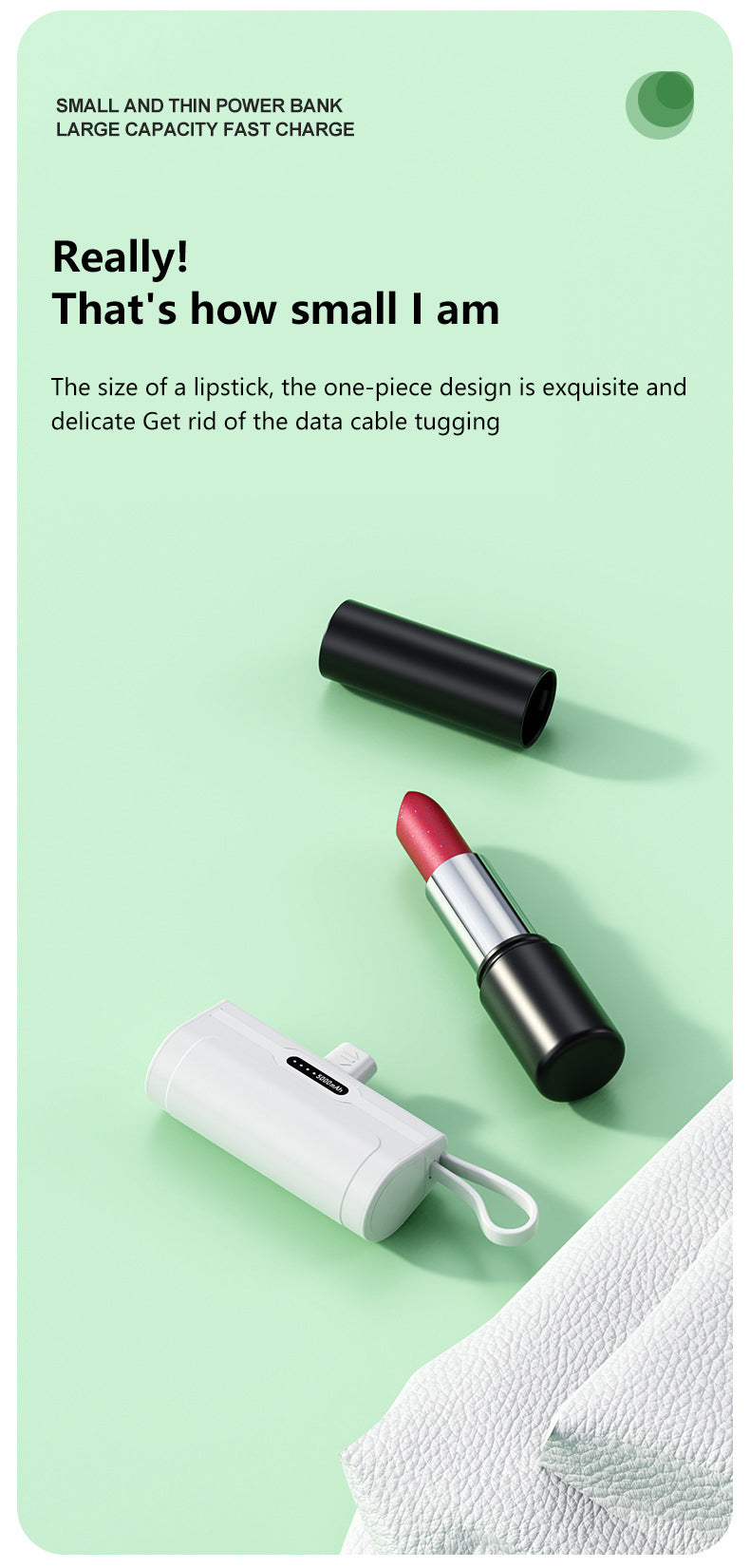 Emergency Pocket-Sized Power Bank with Cable