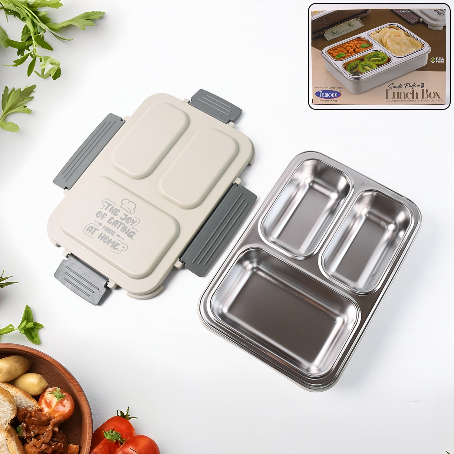 Lunch Box (200 Ml Each Container) With Attractive Stand - 4 Pcs