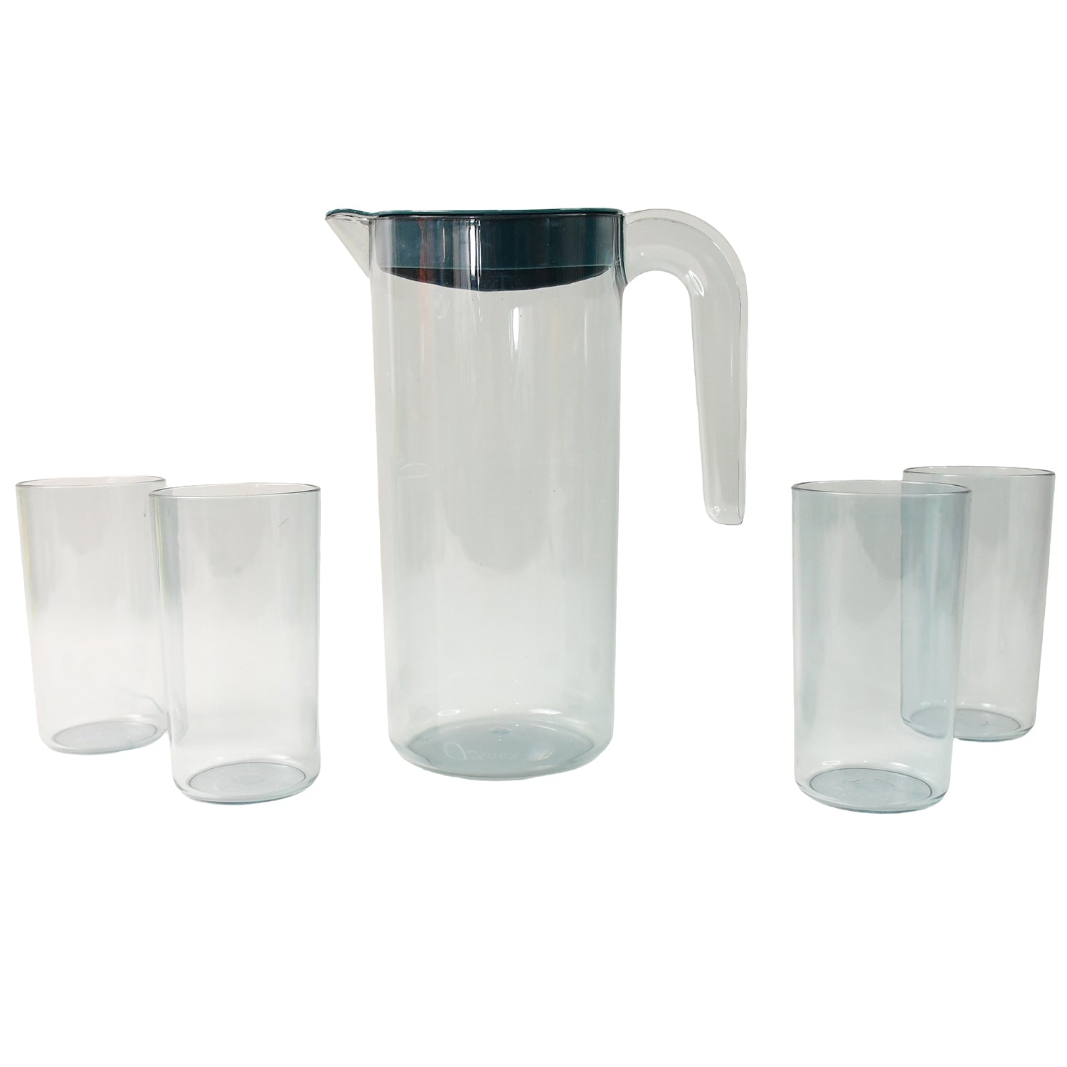 Apex Crystal Premium Jug With Lid  4 Pcs Glass (1500 Ml  300 Ml Approx  5 Pcs Set)