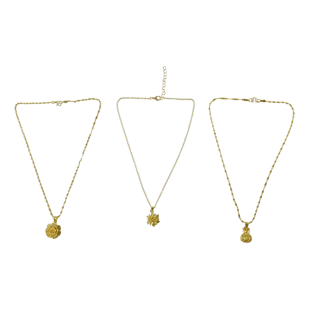 Elegant Gold Finish Floral  Traditional Pendant Necklace (1 Pc Mix Design)